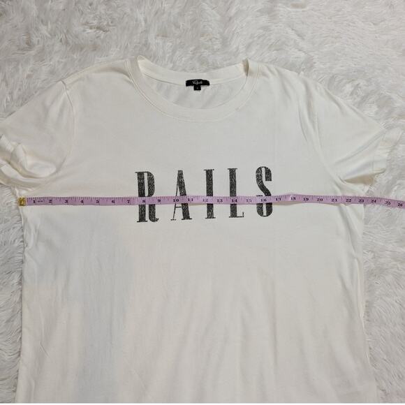Rails Crew Neck Short Sleeve Cotton T-Shirt White Size Large - Picture 6 of 9